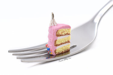 Pink Rainbow Sprinkles Cake Slice Charm